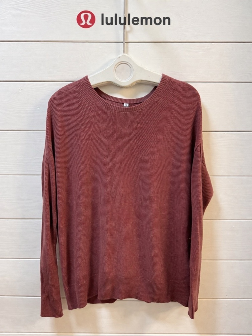 LULULEMON Dusty Rose Cashlu Crossover Back Sweater Size 12